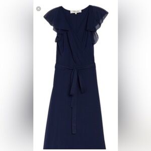 DVF  Eldridge Navy Blue Maxi Wrap Dress